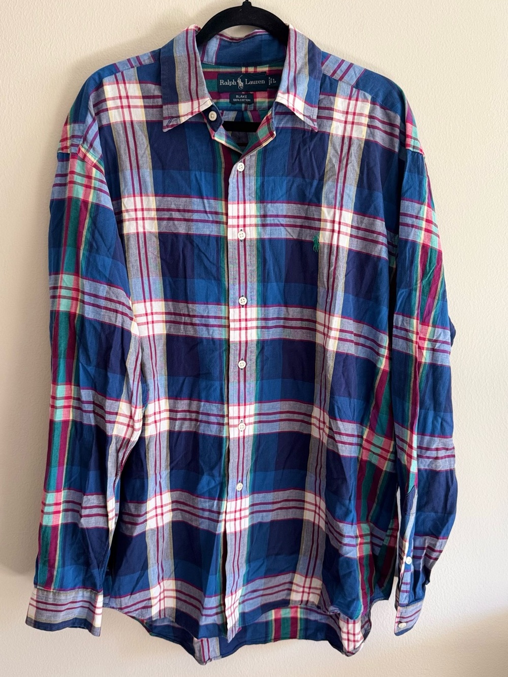 Ralph Lauren Men’s Blue Plaid Button-Down Shirt size large